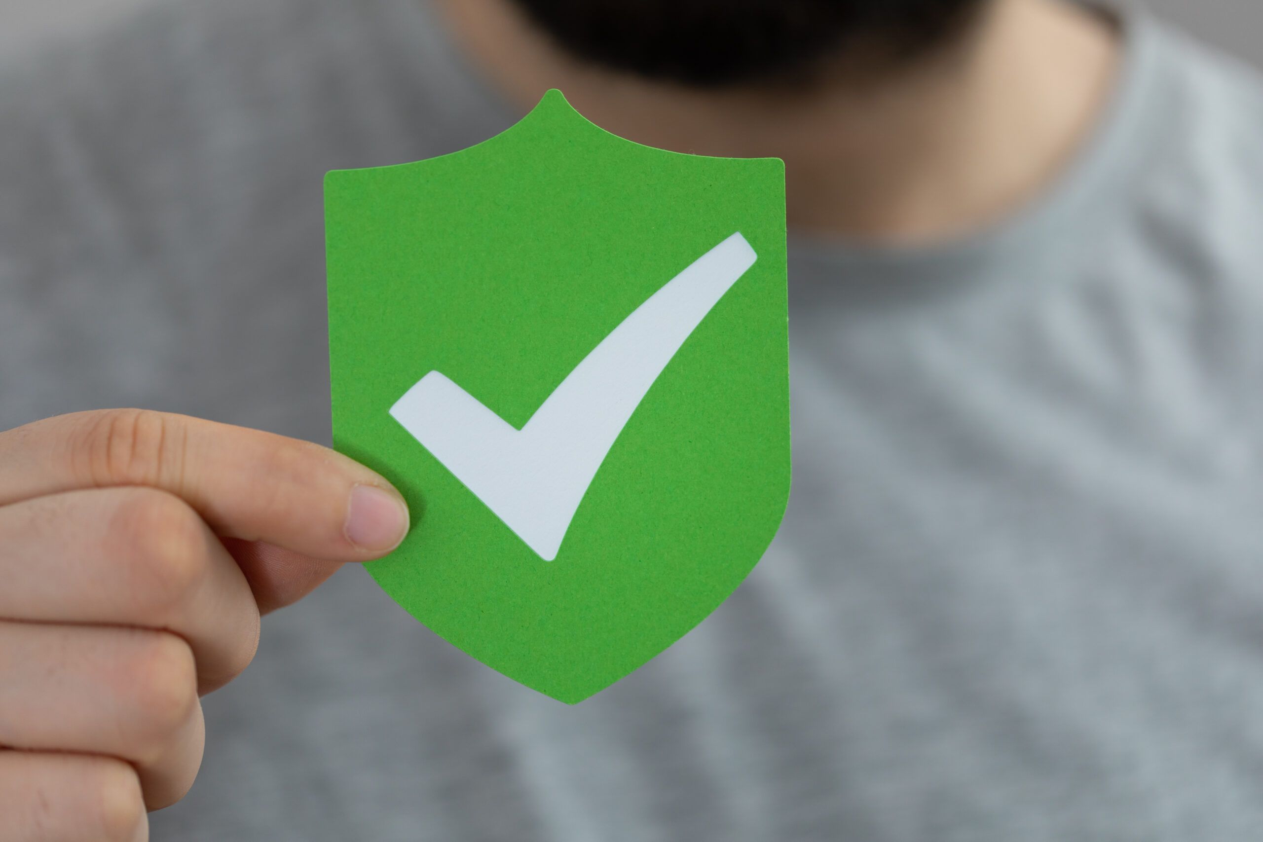 Person presenting a virtual projection of a shield